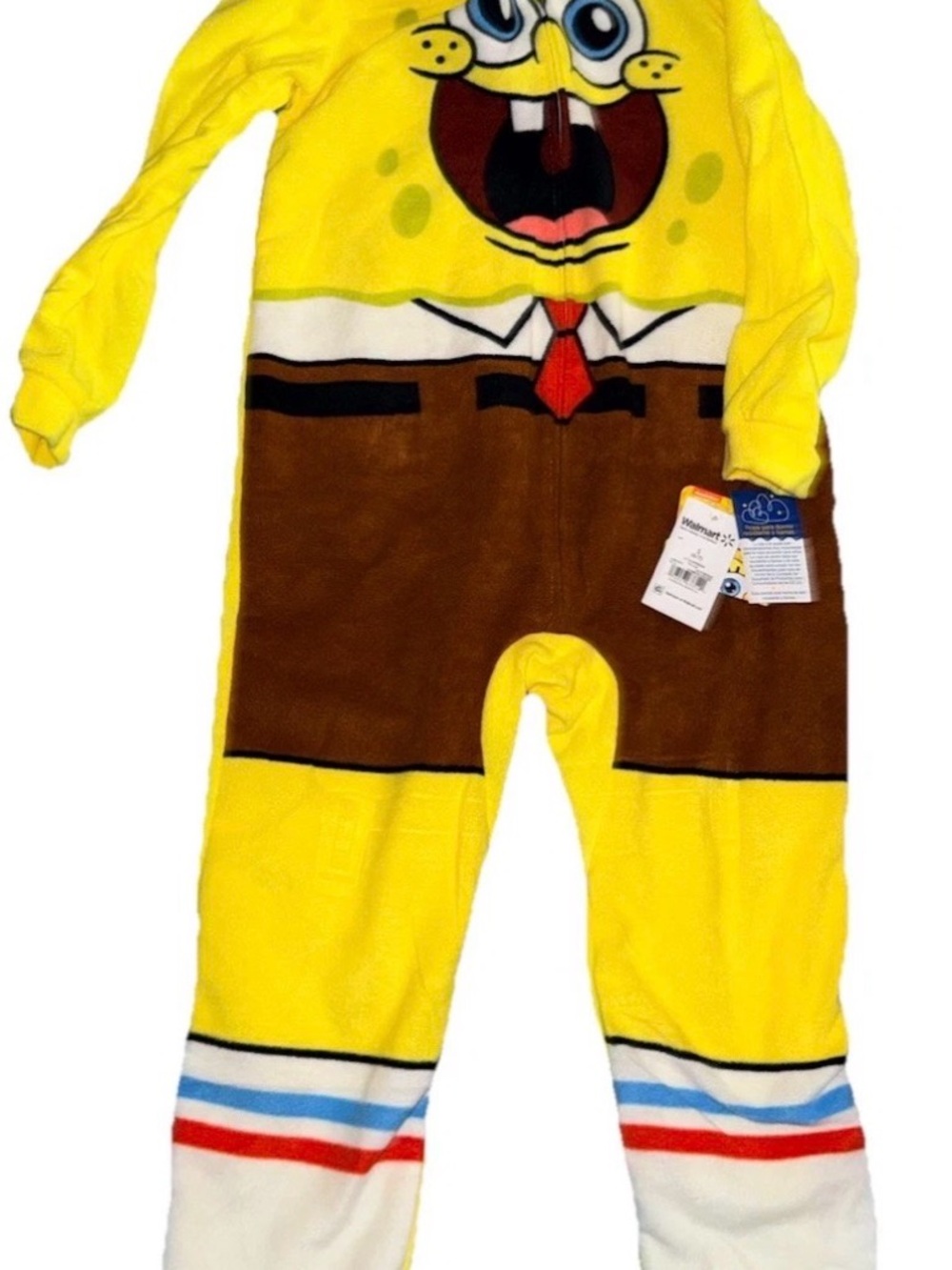 Nickelodeon SpongeBob SquarePants Kids Fleece Hooded One Piece Pajama Yellow Zip